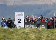 31 May 2015; Rickie Fowler, USA, tees of at the 2nd hole. Dubai Duty Free Irish Open Golf Championship 2015, Final Day. Royal County Down Golf Club, Co. Down. Picture credit: John Dickson / SPORTSFILE