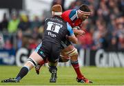 30 May 2015; Billy Holland, Munster, is tackled by Robert Harley, Glasgow Warriors. Guinness PRO12 Final, Munster v Glasgow Warriors. Kingspan Stadium, Ravenhill Park, Belfast. Photo by Sportsfile