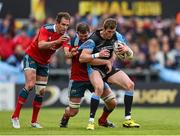 30 May 2015; Richie Vernon, Glasgow Warriors, is tackled by Andrew Smith, left, and Donnacha Ryan, Munster. Guinness PRO12 Final, Munster v Glasgow Warriors. Kingspan Stadium, Ravenhill Park, Belfast. Photo by Sportsfile