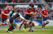 30 May 2015; Felix Jones, Munster, is tackled by Finn Russell, Glasgow Warriors. Guinness PRO12 Final, Munster v Glasgow Warriors. Kingspan Stadium, Ravenhill Park, Belfast. Photo by Sportsfile