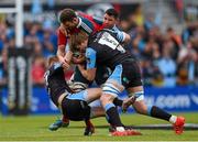 30 May 2015; Donnacha Ryan, left, and Paddy Butler, Munster, are tackled by Finn Russell, left, and Jonny Gray, Glasgow Warriors. Guinness PRO12 Final, Munster v Glasgow Warriors. Kingspan Stadium, Ravenhill Park, Belfast. Photo by Sportsfile