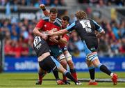 30 May 2015; Donnacha Ryan, left, and Paddy Butler, Munster, are tackled by Finn Russell, left, and Jonny Gray, Glasgow Warriors. Guinness PRO12 Final, Munster v Glasgow Warriors. Kingspan Stadium, Ravenhill Park, Belfast. Photo by Sportsfile
