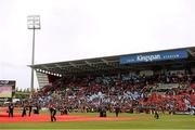 30 May 2015; A general view as the teams make their way on to the pitch. Guinness PRO12 Final, Munster v Glasgow Warriors. Kingspan Stadium, Ravenhill Park, Belfast. Photo by Sportsfile