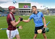 31 May 2015; Chris Crummy, Dublin, and Johnny Coen, Galway, after the game. Leinster GAA Hurling Senior Championship, Quarter-Final, Dublin v Galway. Croke Park, Dublin. Picture credit: Stephen McCarthy / SPORTSFILE