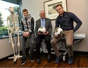 31 May 2015; The Beacon Hospital in association with First Ireland launched their new Sports Medicine Programme with the help of some past and present Republic of Ireland International soccer players John O’Shea, James McClean, Damien Duff and John Giles. Pictured from left, are James McClean, John Giles and Damien Duff. Beacon Hospital, Sandyford, Dublin. Picture credit: David Maher / SPORTSFILE
