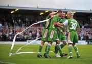 17 July 2008; Dan Murray, Cork City, is congratulated by team-mate Colin Healy, left, Denis Behan and Liam Kearney, 30, after scoring his side's second goal. UEFA Cup First Qualifying Round, 1st Leg, Cork City v FC Haka, Turners Cross, Cork. Picture credit: Stephen McCarthy / SPORTSFILE