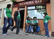 20 July 2008; Fermanagh fans relax outside Treanors Bar before the match. GAA Football Ulster Senior Championship Final, Armagh v Fermanagh, St Tighearnach's Park, Clones, Co. Monaghan. Picture credit: Brian Lawless / SPORTSFILE