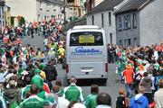 20 July 2008; The Fermanagh team bus negotiates the crowds on it's way to the match. GAA Football Ulster Senior Championship Final, Armagh v Fermanagh, St Tighearnach's Park, Clones, Co. Monaghan. Picture credit: Brian Lawless / SPORTSFILE