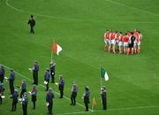 20 July 2008; The Armagh team form a huddle before the pre-match parade. GAA Football Ulster Senior Championship Final, Armagh v Fermanagh, St Tighearnach's Park, Clones, Co. Monaghan. Picture credit: Brian Lawless / SPORTSFILE