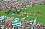 20 July 2008; The Armagh and Fermanagh players during the pre-match parade. GAA Football Ulster Senior Championship Final, Armagh v Fermanagh, St Tighearnach's Park, Clones, Co. Monaghan. Picture credit: Brian Lawless / SPORTSFILE