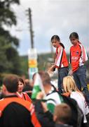 20 July 2008; Two Armagh fans watch the oncoming crowds. GAA Football Ulster Senior Championship Final, Armagh v Fermanagh, St Tighearnach's Park, Clones, Co. Monaghan. Picture credit: Brian Lawless / SPORTSFILE
