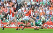 20 July 2008; Ryan Keenan, Fermanagh, in action against Charlie Vernon, and Aidan O'Rourke, left, Armagh. GAA Football Ulster Senior Championship Final, Armagh v Fermanagh, St Tighearnach's Park, Clones, Co. Monaghan. Picture credit: Brian Lawless / SPORTSFILE