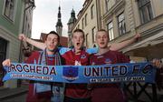 22 July 2008; Drogheda United fans, from left, Karl Lawless, from Dunleer, Co. Louth, Aaron Brady, from Bettystown, Co. Meath, and Gavin Leonard, from Drogheda, Co. Louth, in Tallinn ahead of the match against Levadia Talinn tomorrow. Tallinn, Estonia. Photo by Sportsfile