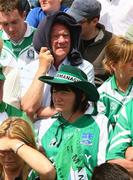 20 July 2008; Different forms of head gear worn by two Fermanagh supporters. GAA Football Ulster Senior Championship Final, Armagh v Fermanagh, St Tighearnach's Park, Clones, Co. Monaghan. Picture credit: Oliver McVeigh / SPORTSFILE