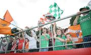 20 July 2008; Armagh and Fermanagh supporters cheer on their teams from the O'Duffy terrece. GAA Football Ulster Senior Championship Final, Armagh v Fermanagh, St Tighearnach's Park, Clones, Co. Monaghan. Picture credit: Oliver McVeigh / SPORTSFILE