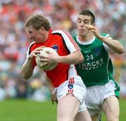 20 July 2008; Francie Bellew, Armagh, in action against Barry Owens, Fermanagh. GAA Football Ulster Senior Championship Final, Armagh v Fermanagh, St Tighearnach's Park, Clones, Co. Monaghan. Picture credit: Oliver McVeigh / SPORTSFILE