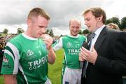 20 July 2008; Fermanagh's Martin McGrath and Shaun Doherty are interviewed after the game. GAA Football Ulster Senior Championship Final, Armagh v Fermanagh, St Tighearnach's Park, Clones, Co. Monaghan. Picture credit: Oliver McVeigh / SPORTSFILE
