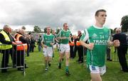 20 July 2008; The Fermanagh players leave the field after the final whistlel. GAA Football Ulster Senior Championship Final, Armagh v Fermanagh, St Tighearnach's Park, Clones, Co. Monaghan. Picture credit: Oliver McVeigh / SPORTSFILE
