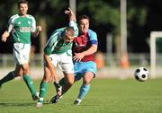 23 July 2008; Konstantin Nahk, F.C. Levadia Tallinn, in action against Stuart Byrne, Drogheda United. UEFA Champions League, 1st Qualifying Rd, 2nd leg, F.C. Levadia Tallinn v Drogheda United, Kadriorg Stadium, Tallinn, Estonia. Photo by Sportsfile