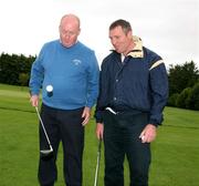 18 July 2008; Andrew Capaldi, Carrickmacross GFC, along with Brian Finnegan, Donaghmoyne GFC, during the FBD GAA Golf Challenge, Ulster Final. Current GAA stars and all-time legends were on hand to tee off the competition, which is now in its ninth year and allows GAA clubs from across Ireland and abroad to compete for an All-Ireland title on a completely level par, without restrictions. Killymoon Golf Club, Cookstown, Co. Tyrone. Picture credit: Oliver McVeigh / SPORTSFILE