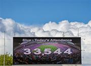 31 May 2015; The day's attendance figure of 33,544 is presented on the big screen during half time. Leinster GAA Football Senior Championship, Quarter-Final, Dublin v Longford. Croke Park, Dublin. Picture credit: Stephen McCarthy / SPORTSFILE