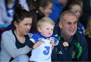 31 May 2015; Waterford supporter Callan Ferncombe, aged 18 months, with his mother Cassandra Dee and grandfather Michael Ferncombe, from Abbeyside, Co. Waterford. Munster GAA Football Senior Championship, Quarter-Final, Waterford v Tipperary. Semple Stadium, Thurles, Co. Tipperary. Picture credit: Diarmuid Greene / SPORTSFILE