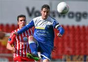 31 May 2015; James Lee, Crumlin United, in action against Gavin Peers, Sligo Rovers. Irish Daily Mail FAI Senior Cup, Second Round, Sligo Rovers v Crumlin United, The Showgrounds, Sligo. Picture credit: David Maher / SPORTSFILE