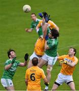 31 May 2015; Mark Sweeney, Antrim, in action against Marty O'Brien, Fermanagh. Ulster GAA Football Senior Championship, Quarter-Final, Fermanagh v Antrim, Brewster Park, Enniskillen, Co. Fermanagh. Picture credit: Ramsey Cardy / SPORTSFILE