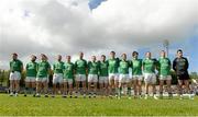 31 May 2015; The Fermanagh team stands for the national anthem. Ulster GAA Football Senior Championship, Quarter-Final, Fermanagh v Antrim, Brewster Park, Enniskillen, Co. Fermanagh. Picture credit: Oliver McVeigh / SPORTSFILE