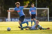 31 May 2015; Chris Mulhall, UCD, in action against Darren Dunne, Sheriff YC. Irish Daily Mail FAI Senior Cup, Second Round, UCD v Sheriff YC. UCD Bowl, UCD, Belfield, Dublin. Picture credit: Piaras Ó Mídheach / SPORTSFILE