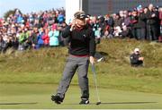 31 May 2015; Søren Kjeldsen, Denmark, sinks his putt on the 18th to secure a play off. Dubai Duty Free Irish Open Golf Championship 2015, Final Day. Royal County Down Golf Club, Co. Down. Picture credit: John Dickson / SPORTSFILE