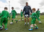 2 June 2015; Republic of Ireland and Everton midfielder Aiden McGeady officially launched the McDonald’s FAI Future Football 2015 programme. McDonald’s FAI Future Football is a programme designed to support grassroots football clubs by enriching the work they do at local level. Over 10,000 boys and girls from 165 football clubs in Ireland will take part this year, generating 70,000 additional hours of activity. This year McDonald’s will shine a special light on the 800 coaches that help run the programme, by rewarding them as a thank you for their tireless work in developing young footballers throughout the country. The partnership, in its third year, adds to McDonald’s global investment in football. Pitured at the launch was Republic of Ireland's Aiden McGeady with children Evan O'Kane, age 9, Conor Scanlon, age 7, and Rachel Fitmaurice, age 9. Gannon Park, Malahide, Co. Dublin Picture credit: David Maher / SPORTSFILE
