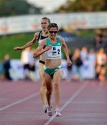 25 July 2008; Melissa Cook, USA, on the way to winning the women's 3000m from second place Maria McCambridge, Ireland. Morton Memorial Games, Morton Stadium, Santry, Co. Dublin Picture credit: Matt Browne / SPORTSFILE