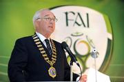26 July 2008; FAI President David Blood speaking during the Football Association of Ireland Annual General Meeting. Breaffy House Hotel, Castlebar, Co. Mayo. Picture credit: Ray McManus / SPORTSFILE