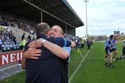 26 July 2008; Dublin manager Mick Deegan celebrates with selector Mick Galvin at the final whistle. GAA Football All-Ireland Junior Championship Final, Dublin v Roscommon, O'Moore Park, Portlaoise. Picture credit: Matt Browne / SPORTSFILE