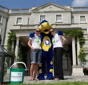 27 July 2008; Liz Murray and Elaine Deignan with the Danone Mascot, who is raising funds for the charity Bernados. Athletics Ireland Family Fun Festival, Farmleigh, Phoenix Park, Dublin. Picture credit: Tomas Greally / SPORTSFILE