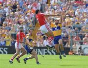27 July 2008; Tony Griffin, Clare, catches a high ball ahead of Sean Og O hAilpin, Cork. GAA Hurling All-Ireland Senior Championship Quarter-Final, Clare v Cork, Semple Stadium, Thurles, Co. Tipperary. Picture credit: Stephen McCarthy / SPORTSFILE
