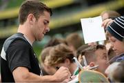 3 June 2015; Republic of Ireland's Robbie Brady signs autographs for supporters at the end of squad training. Republic of Ireland Squad Training, Aviva Stadium, Lansdowne Road, Dublin. Picture credit: David Maher / SPORTSFILE