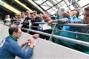 3 June 2015; Republic of Ireland manager Martin O'Neill signs autographs for supporters at the end of squad training. Republic of Ireland Squad Training, Aviva Stadium, Lansdowne Road, Dublin. Picture credit: David Maher / SPORTSFILE