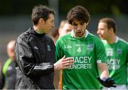 31 May 2015; Raymond Johnston, Fermanagh assistant manager, along with Marty O'Brien. Ulster GAA Football Senior Championship, Quarter-Final, Fermanagh v Antrim, Brewster Park, Enniskillen, Co. Fermanagh. Picture credit: Oliver McVeigh / SPORTSFILE