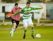 19 May 2015; David O'Connor, Shamrock Rovers, in action Cillian Morrison, Derry City. EA Sports Cup Quarter-Final, Derry City v Shamrock Rovers, The Brandywell, Derry. Picture credit: Oliver McVeigh / SPORTSFILE