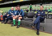 4 June 2015; Republic of Ireland manager Martin O'Neill, right, with assistant manager Roy Keane and goalkeeping coach Seamus McDonagh, left, and coach Steve Guppy, second left. Training Match, Republic of Ireland v Northern Ireland. Aviva Stadium, Lansdowne Road, Dublin. Picture credit: David Maher / SPORTSFILE