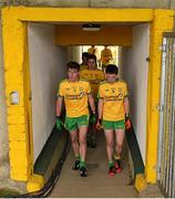 17 May 2015; Daire Ó Baoill, left, and Phillip Doherty and their Donegal team-mates leave the field at half time. Electric Ireland Ulster GAA Football Minor Championship, 1st Round, Donegal v Tyrone. MacCumhaill Park, Ballybofey, Co. Donegal. Picture credit: Stephen McCarthy / SPORTSFILE