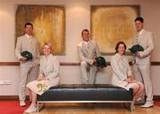 29 July 2008; The Ireland Olympic Three Day Eventing Team of, from left, Captain Geoff Curran, Louise Lyons, Austin O'Connor, Patricia Ryan and Niall Griffin at the team hotel before their departure to Hong Kong. Hilton Hotel, Dublin Airport, Malahide Road, Dublin. Picture credit: Pat Murphy / SPORTSFILE