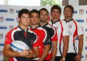 29 July 2008; Cillian Willis, Ian Humphreys, Clinton Schifcofske, Robbie Diack and Ed O'Donoghue at a Meet the New Player's Morning for Ulster Rugby in association with Bank of Ireland. Bank of Ireland Head Office, 1 Donegall Sq South, Belfast, Co. Antrim. Picture credit: Oliver McVeigh / SPORTSFILE