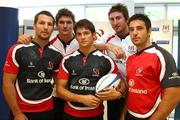 29 July 2008; Clinton Schifcofske, Robbie Diack, Cillian Willis, Ed O'Donoghue, and Ian Humphreys at a Meet the New Player's Morning for Ulster Rugby in association with Bank of Ireland. Bank of Ireland Head Office, 1 Donegall Sq South, Belfast, Co. Antrim. Picture credit: Oliver McVeigh / SPORTSFILE
