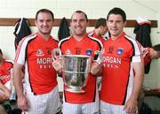 27 July 2008; Armagh's O'Rourke brothers, Aidan, Martin and Michael, with the Anglo Celt cup. GAA Football Ulster Senior Championship Final replay, Armagh v Fermanagh, St Tighearnach's Park, Clones, Co. Monaghan. Picture credit: Oliver McVeigh / SPORTSFILE *** Local Caption *** S0807107 Armagh v Fermanagh OMcV