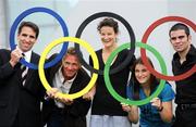 29 July 2008; RTE's analysts for the games include, from left, Gary O'Toole, swimming, Eamonn Coghlan and Sonia O'Sullivan, athletics, Katie Taylor and Bernard Dunne, boxing, at the announcement of RTE's details of its coverage for the 2008 Beijing Olympics. RTE Television, Donnybrook, Dublin. Picture credit: Brendan Moran / SPORTSFILE
