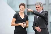 29 July 2008; Former athletes Sonia O'Sullivan and Jerry Kiernan, who will be analysts for RTE, at the announcement of RTE's details of its coverage for the 2008 Beijing Olympics. RTE Television, Donnybrook, Dublin. Picture credit: Brendan Moran / SPORTSFILE