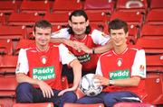 29 July 2008; St. Patrick's Athletic new signings, left to right, Derek O'Brien, Jason Gavin and Jaroslaw Bialek, after a press conference. St. Patrick's Athletic press conference, Richmond Park, Dublin. Picture credit: David Maher / SPORTSFILE